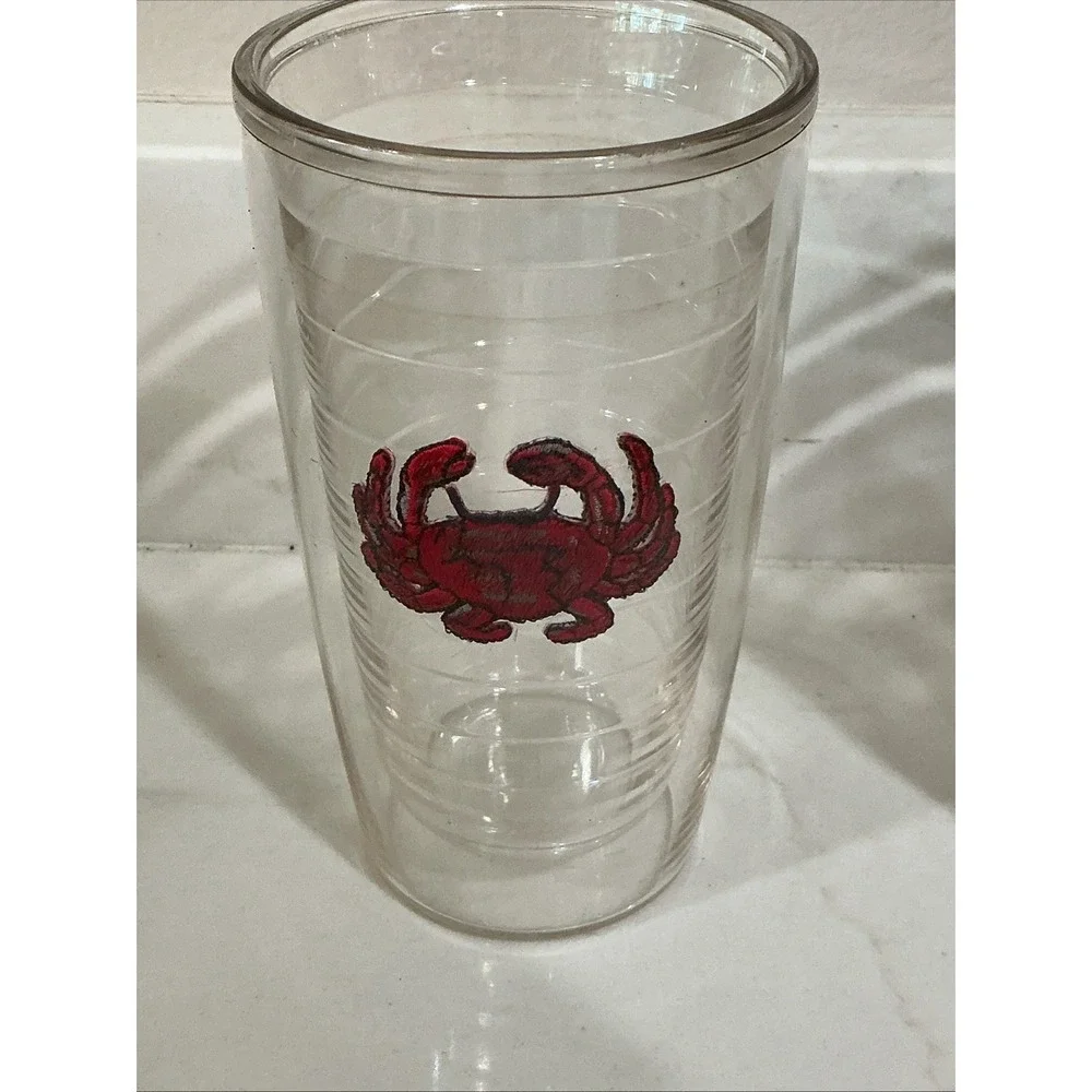 Tervis 16 oz Tumblers Lot of 5 Embroidered Red Crab Insulated Beach Lakehouse